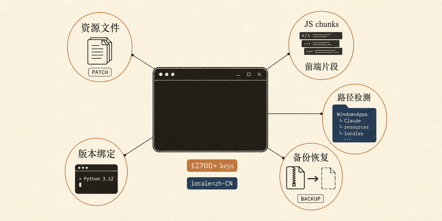 本地补丁通过资源文件和 JS chunks 扩展中文覆盖面